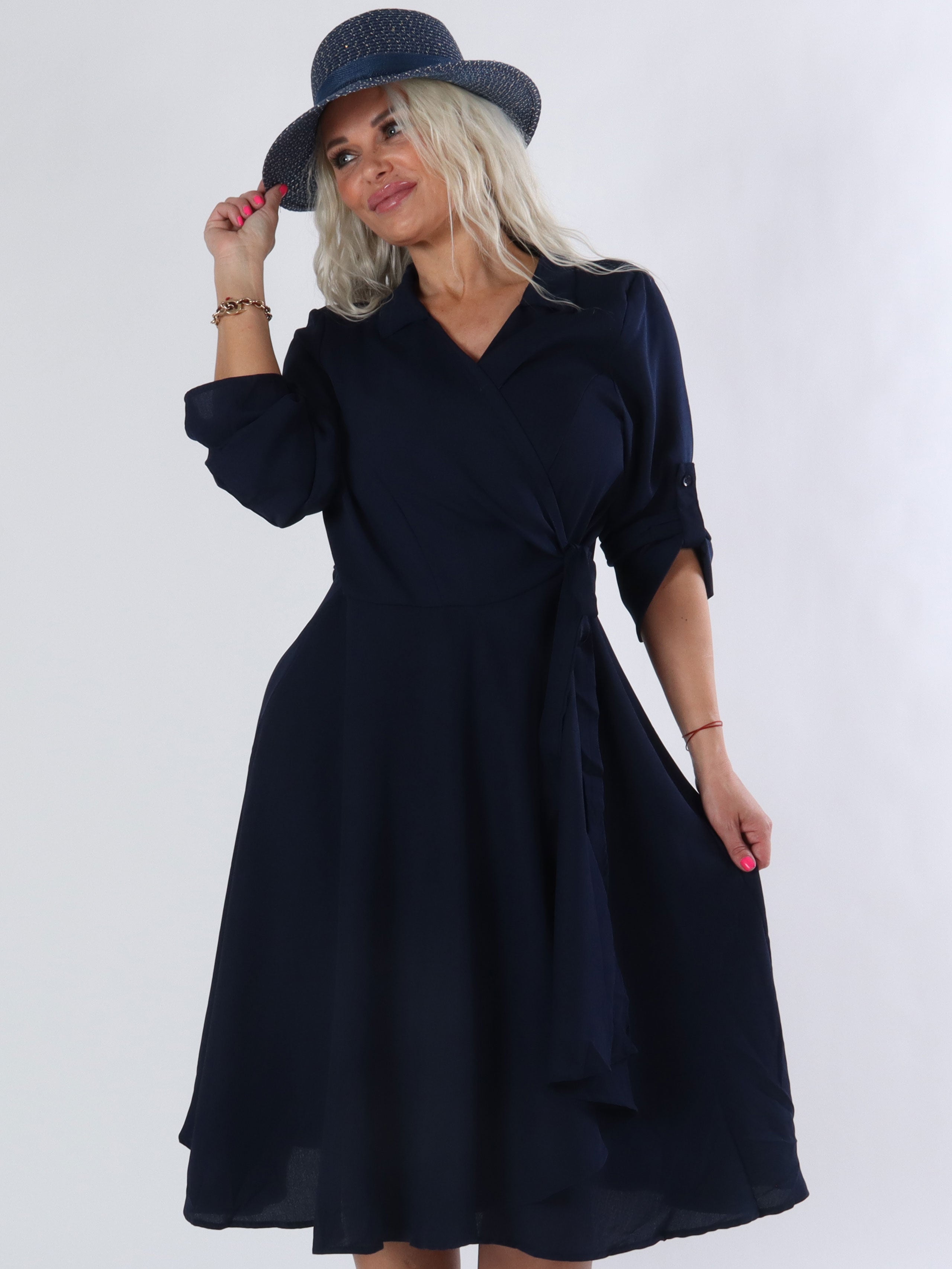 Bonnie - Armégrön klänning med skjortkrage